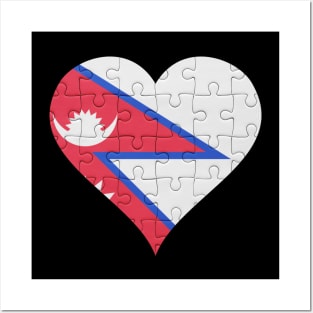 Nepalese Jigsaw Puzzle Heart Design - Gift for Nepalese With Nepal Roots Posters and Art